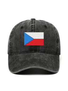 CZECH FLAG – washed cap, Washed Black