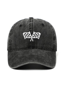 CHECKERED FLAG – washed cap, Washed Black
