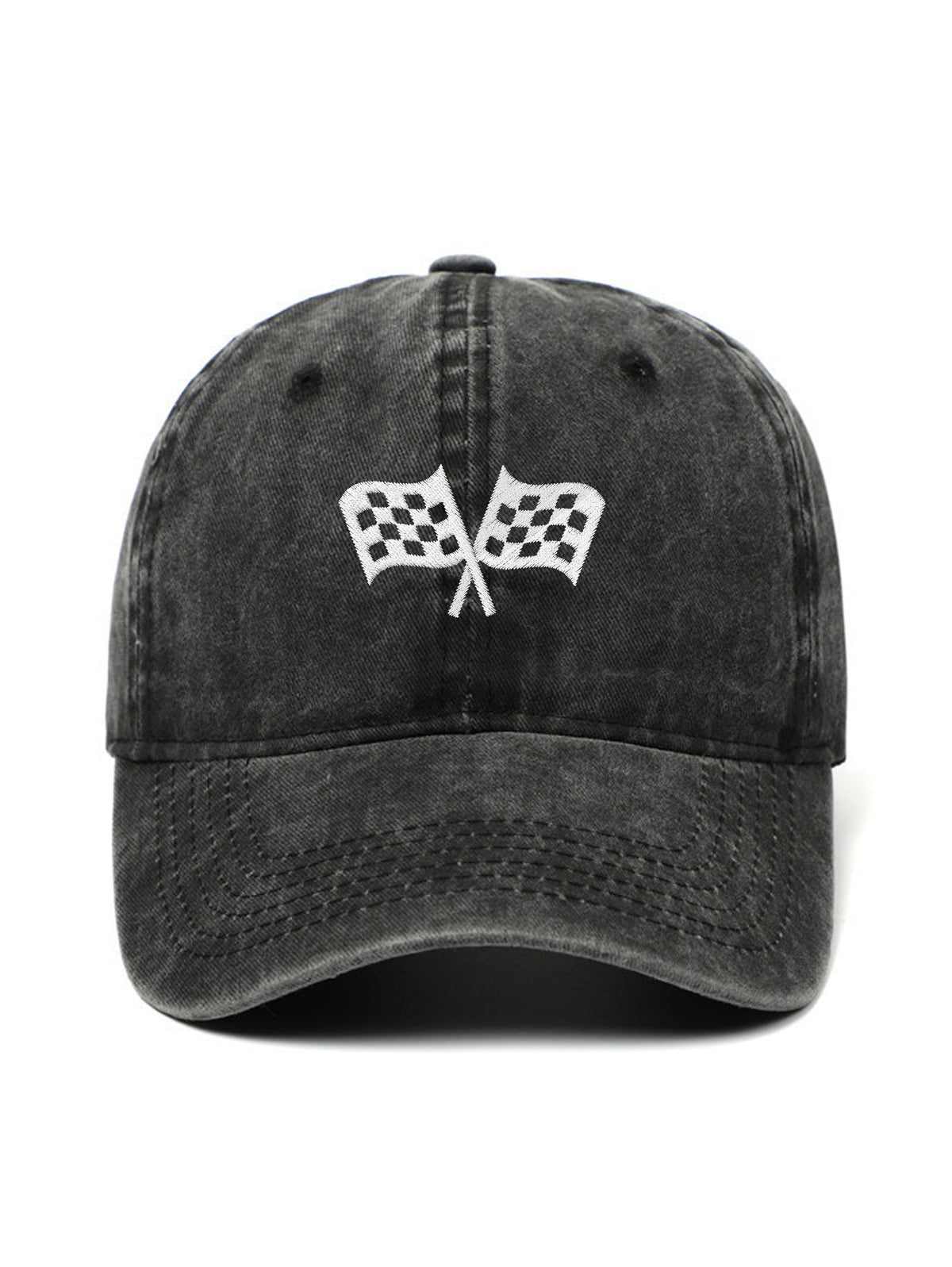 CHECKERED FLAG – washed cap, Washed Black