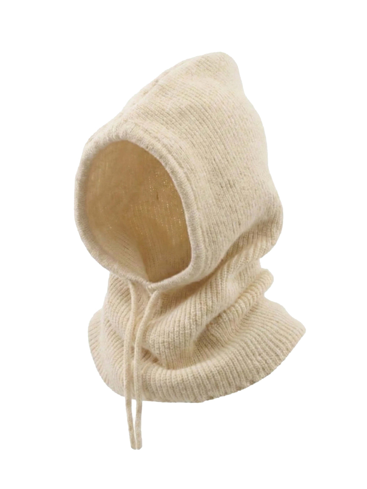 Knitted hood without embroidery – winter gear – beanie, Cream – photo 4 of 5