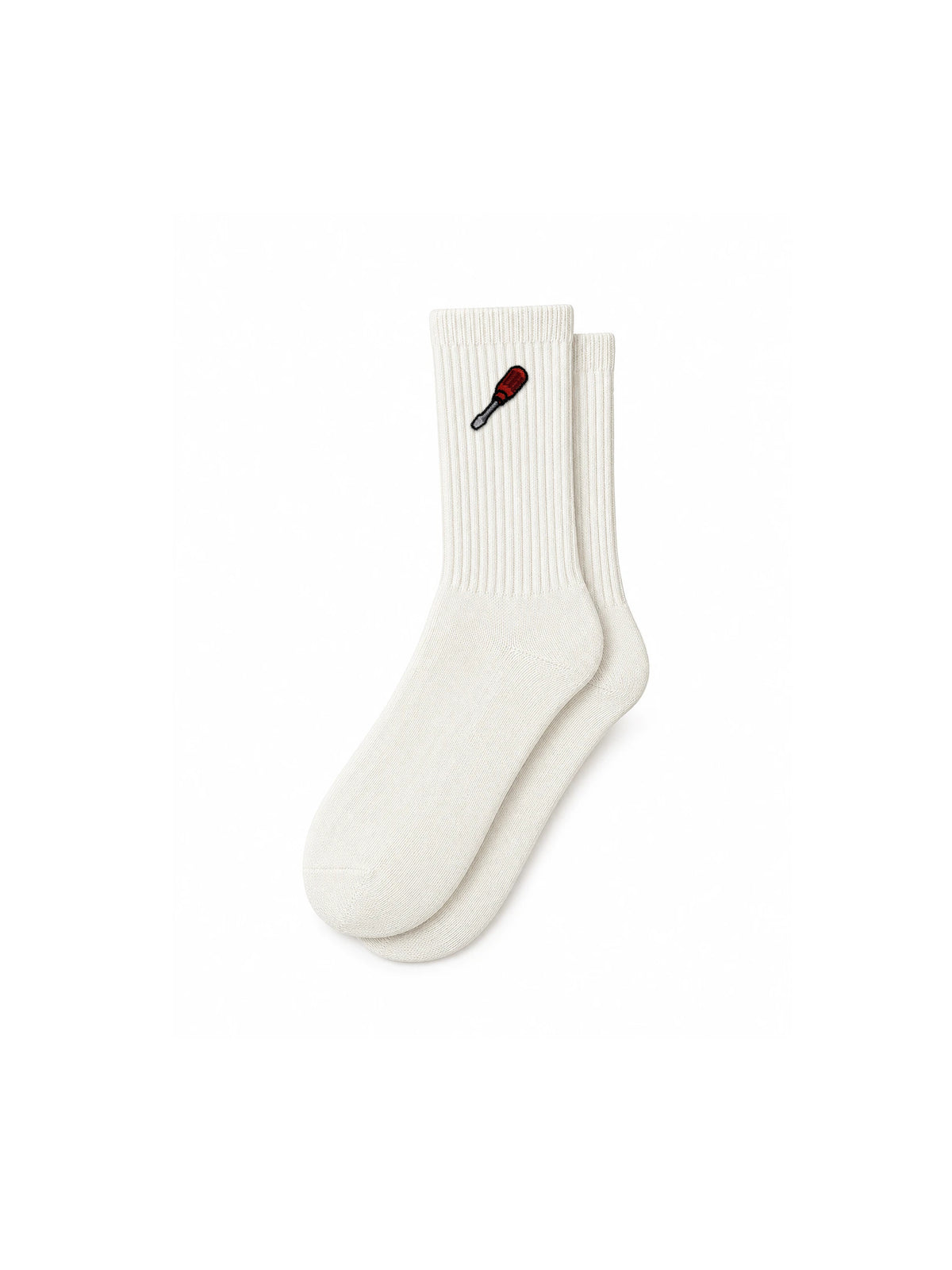 Capkov Embroidery Socks Screwdriver – Cream