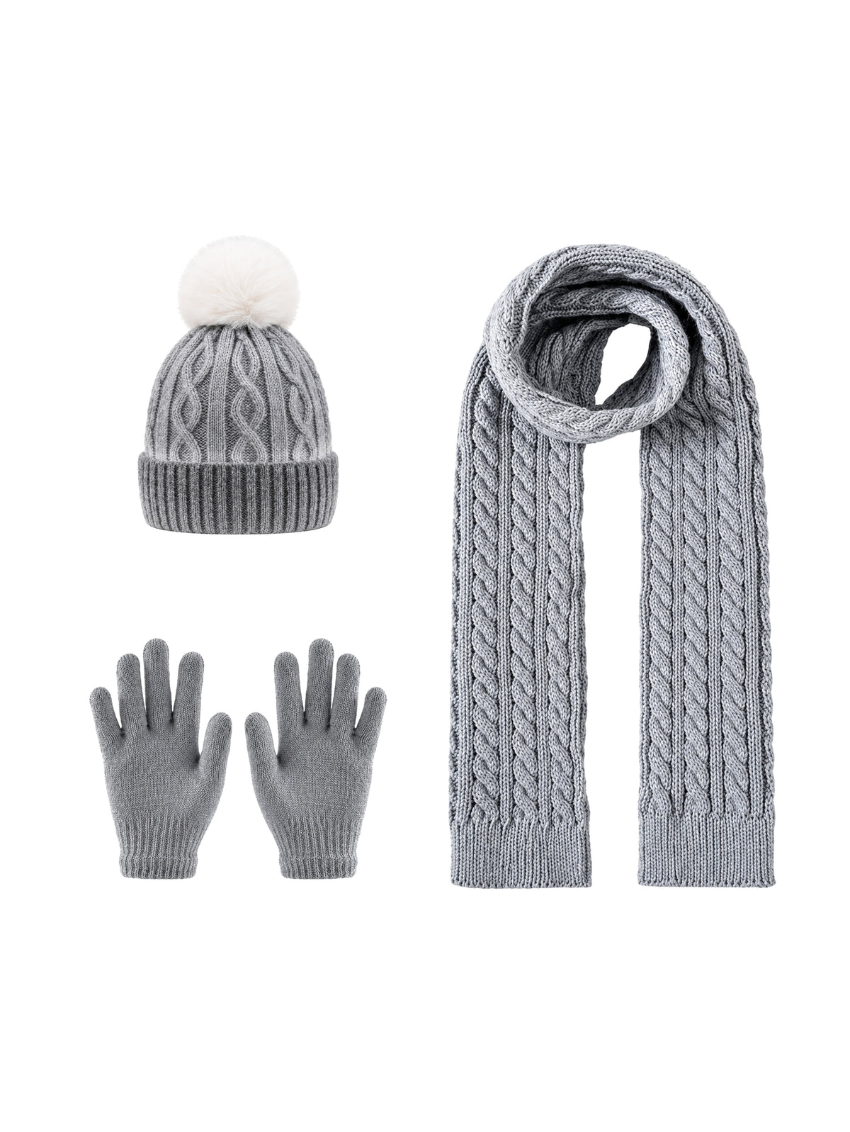 Kids Winter Set – Beanie, Gloves & Scarf – Grey – full set | Capkov