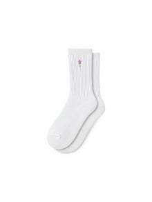 Capkov Embroidery Socks Lavender, White