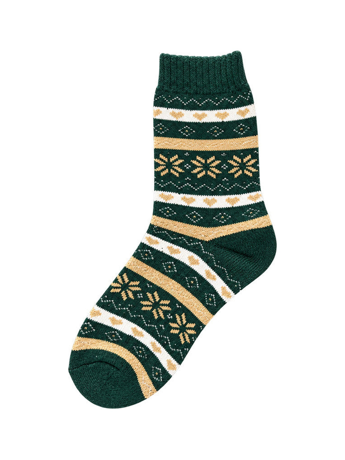 Capkov Winter Socks Hearts & Snowflakes – Green