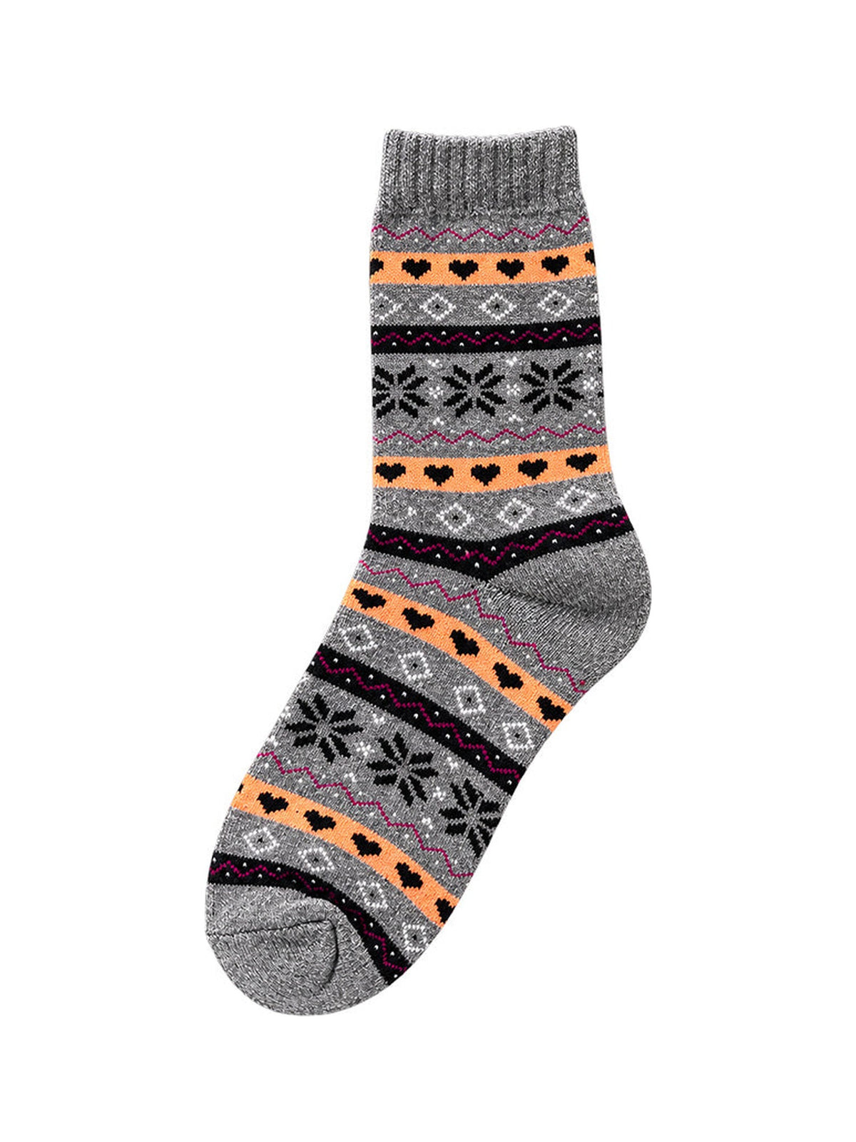 Capkov Winter Socks Hearts & Snowflakes – Grey
