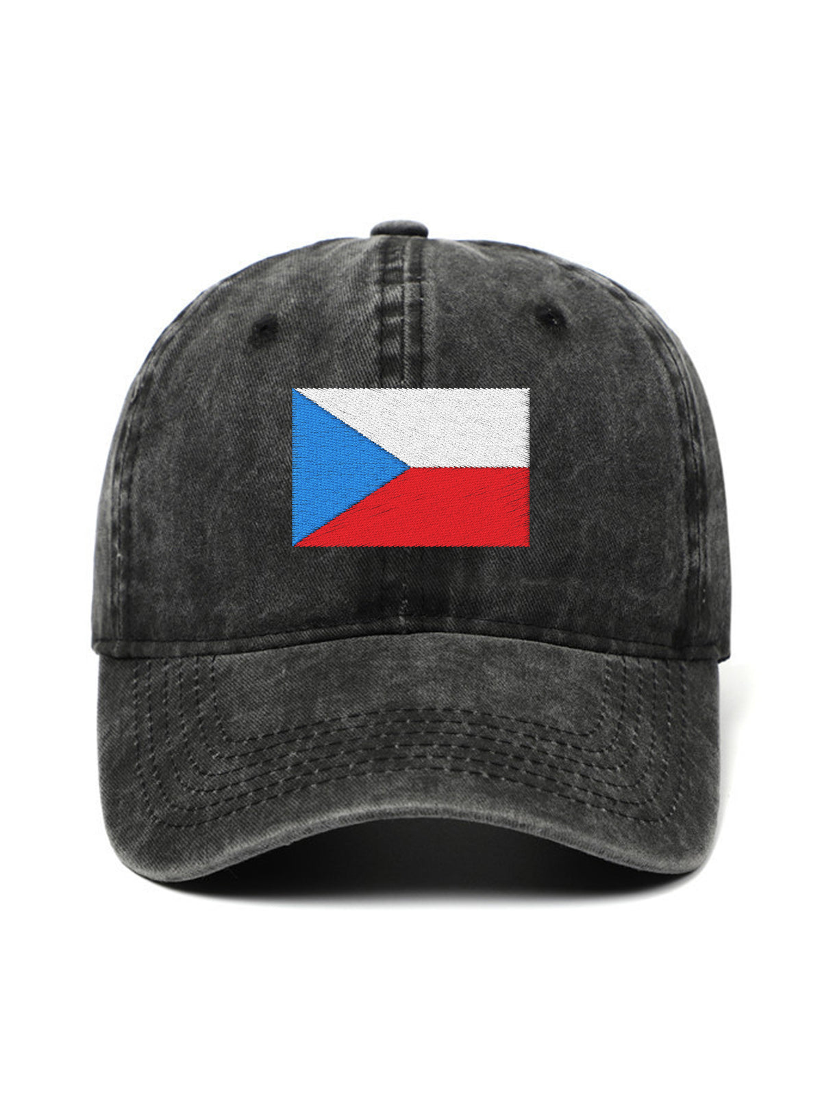 CZECH FLAG – washed cap, Washed Black