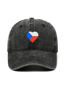 CZECH HEART – washed cap, Washed Black