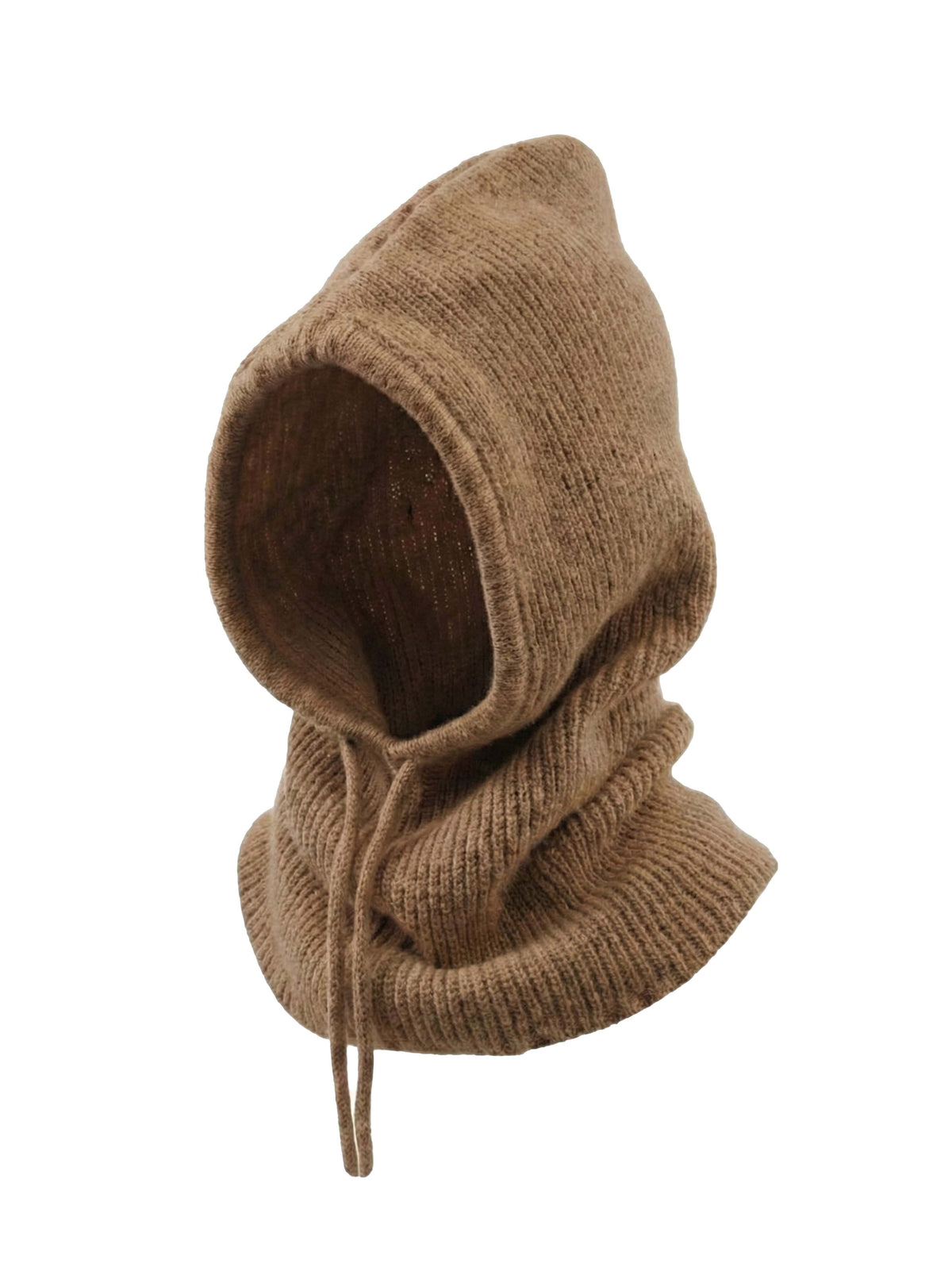 Knitted hood without embroidery – winter gear – beanie, Beige – photo 2 of 5