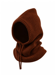 Knitted hood without embroidery – winter gear – beanie, Bronze