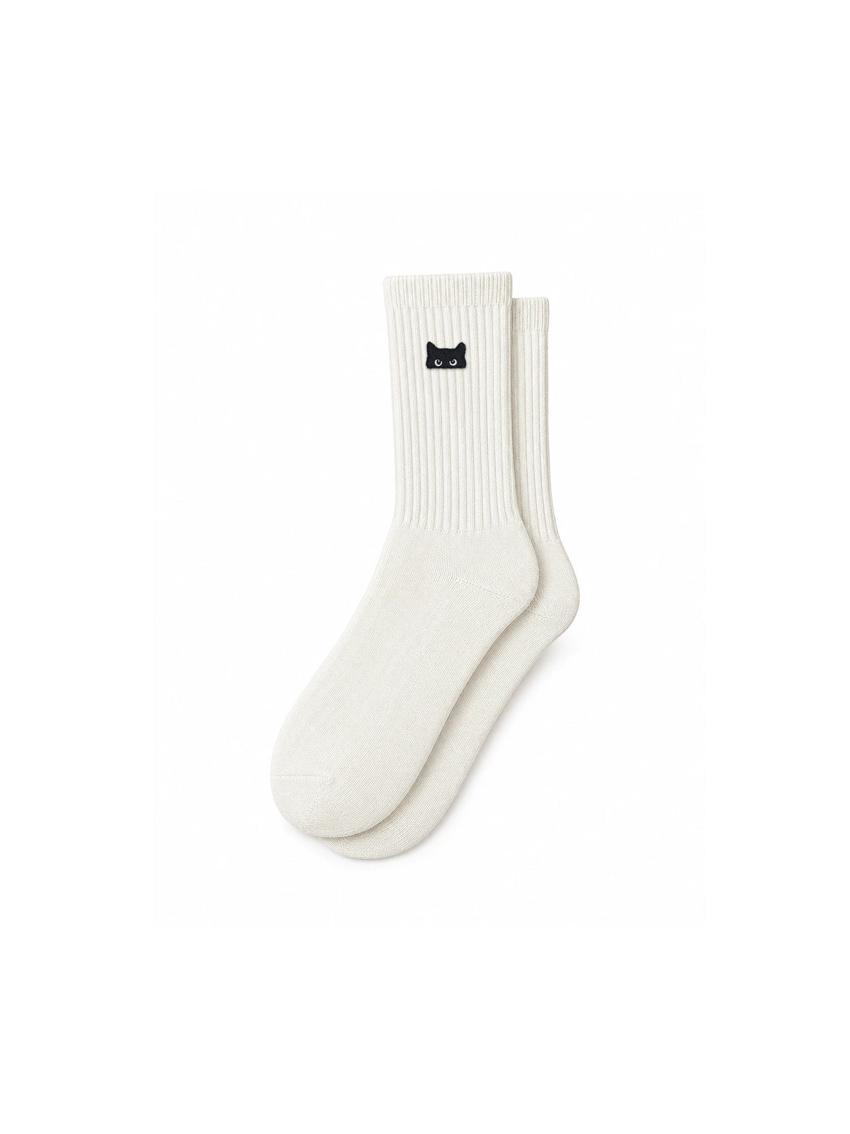 Capkov Embroidery Socks Cat – Cream