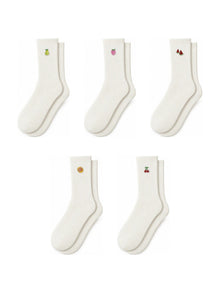 Capkov Embroidery Socks Fruit Set, Cream