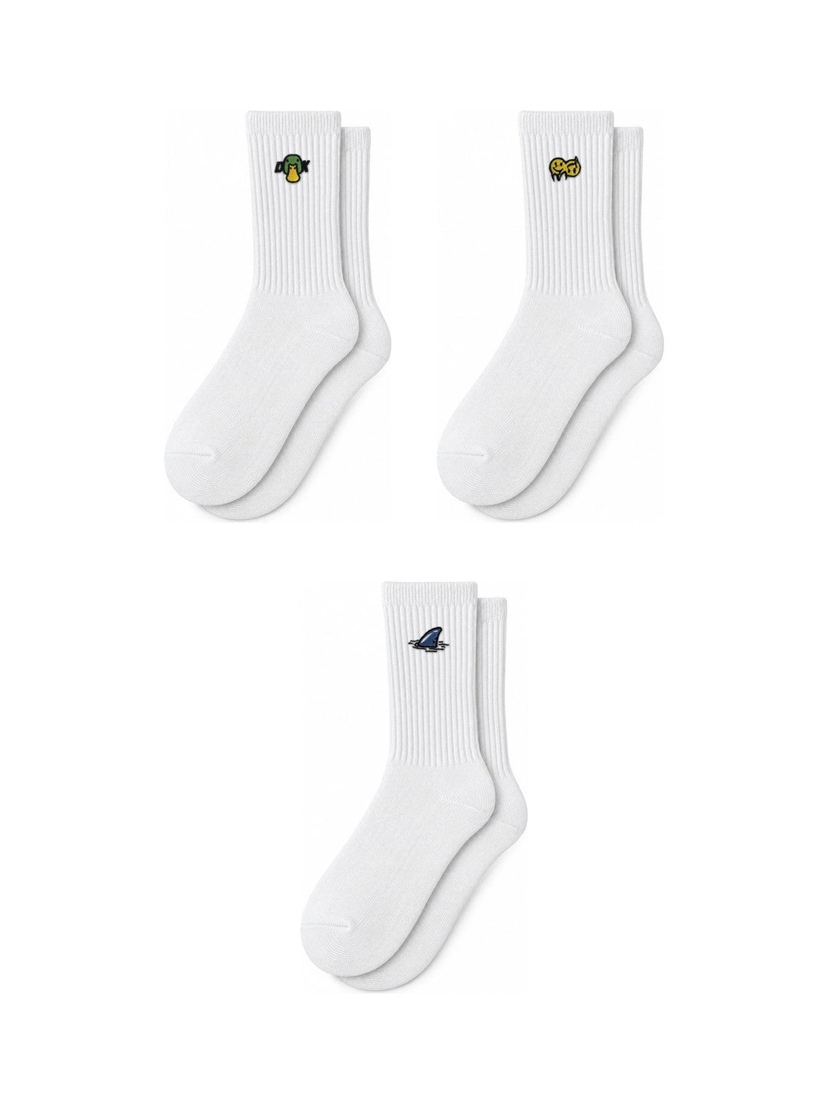 Capkov Embroidery Socks Fun Set, White