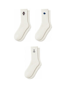Capkov Embroidery Socks Space Set, Cream