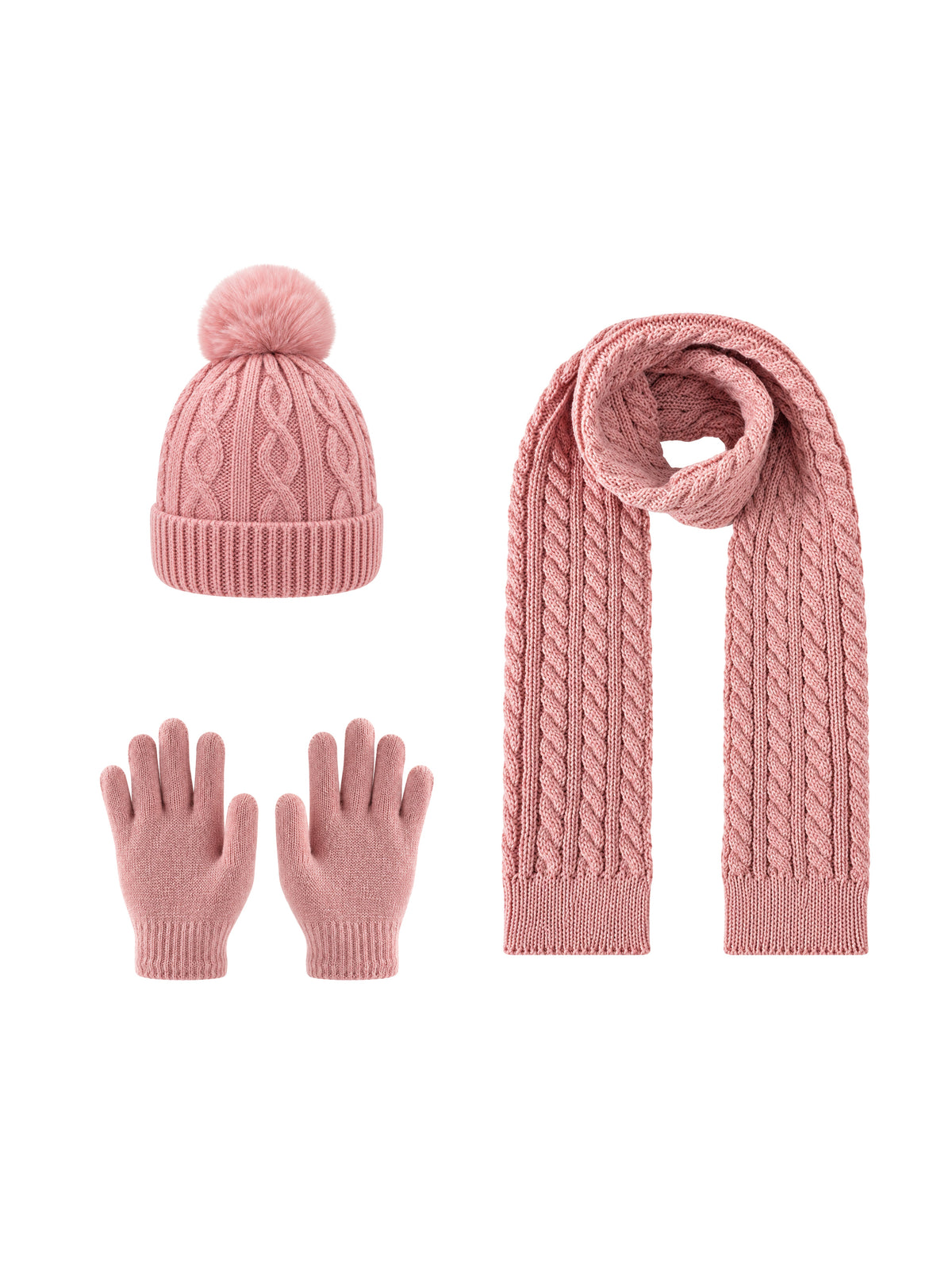 Kids Winter Set – Beanie, Gloves & Scarf – Powder pink – full set | Capkov