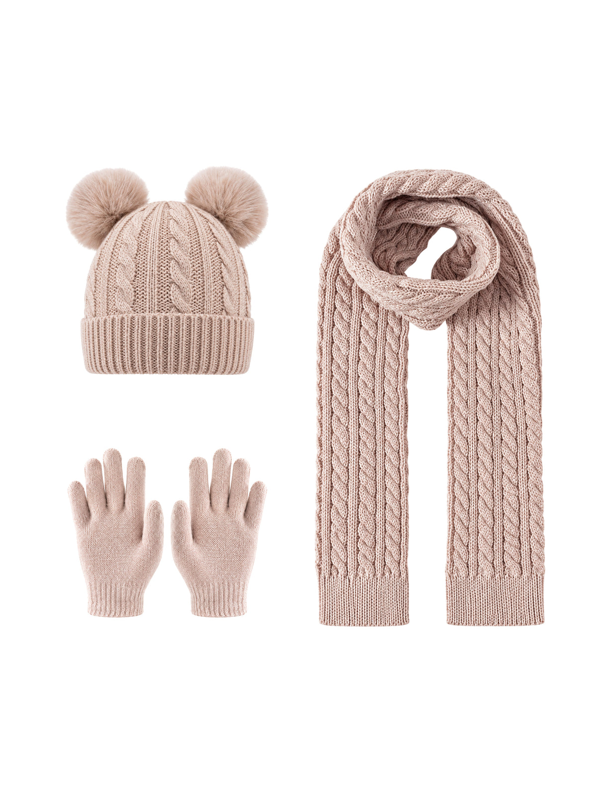 Kids Winter Set – Beanie, Gloves & Scarf – Khaki – full set | Capkov