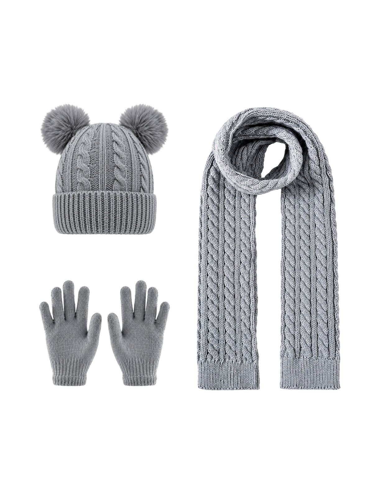 Kids Winter Set – Beanie, Gloves & Scarf – Grey – full set | Capkov