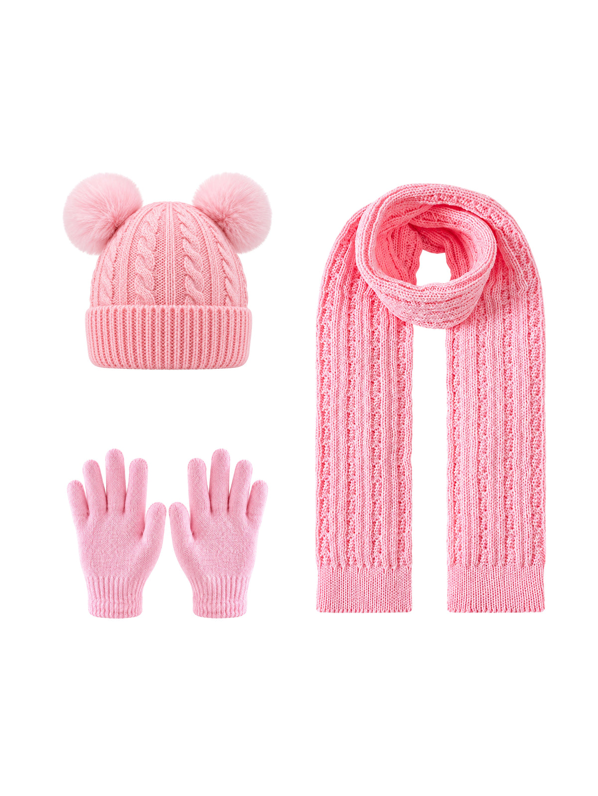 Kids Winter Set – Beanie, Gloves & Scarf – Light pink – full set | Capkov