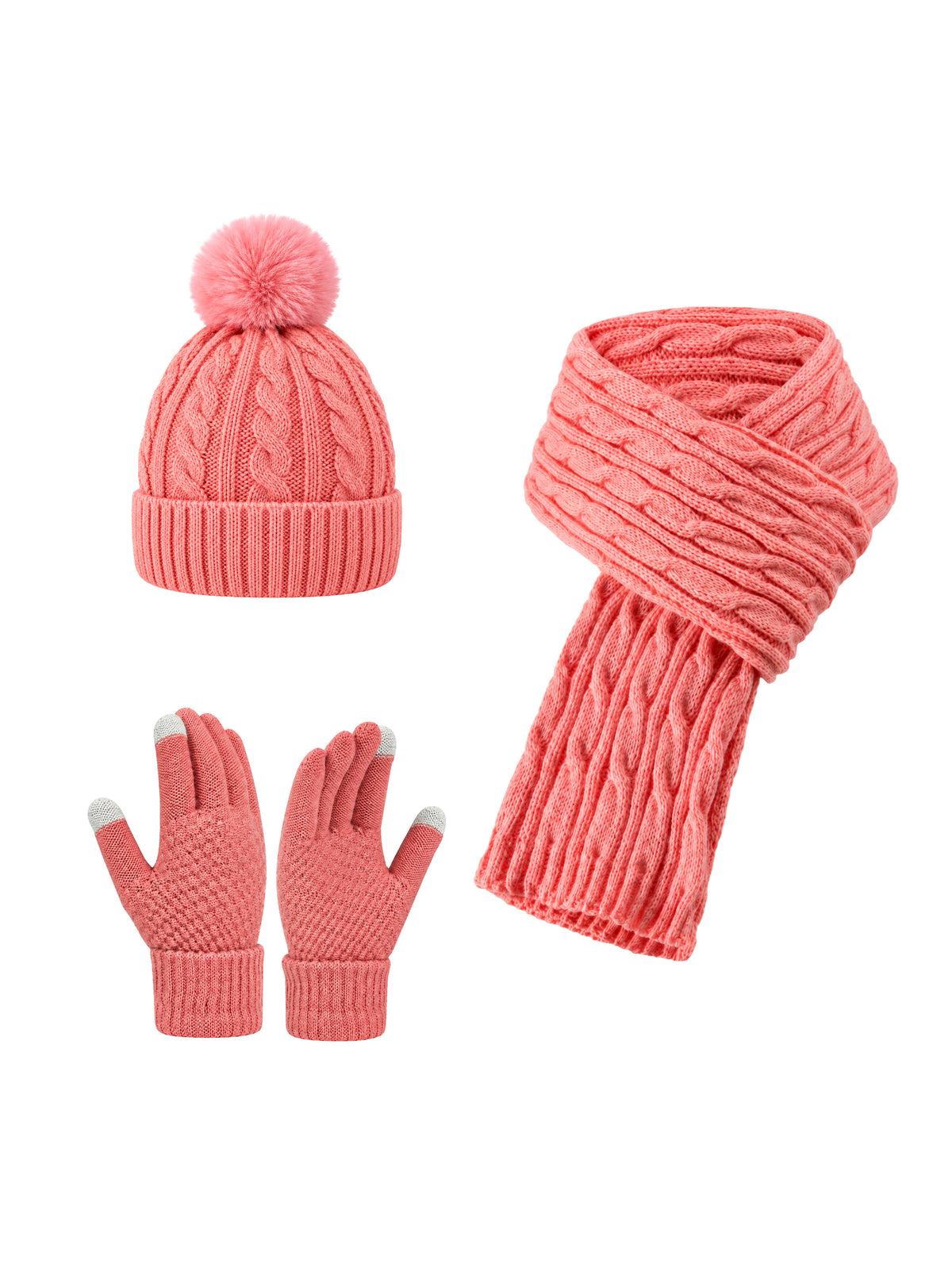 Winter Set – Beanie, Gloves & Scarf – Pink – full set | Capkov