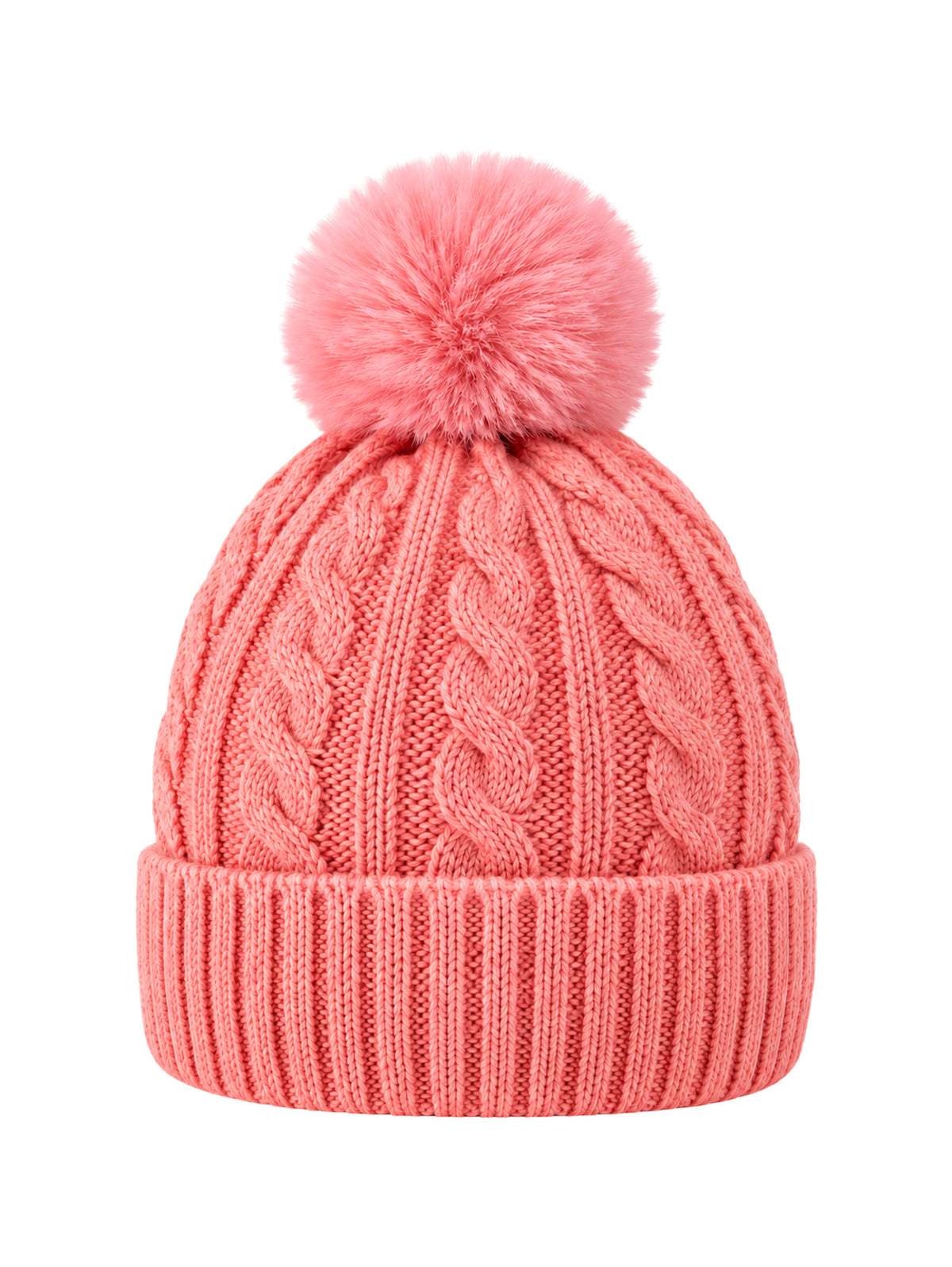 Cable-Knit Pom Beanie – Pink | Capkov