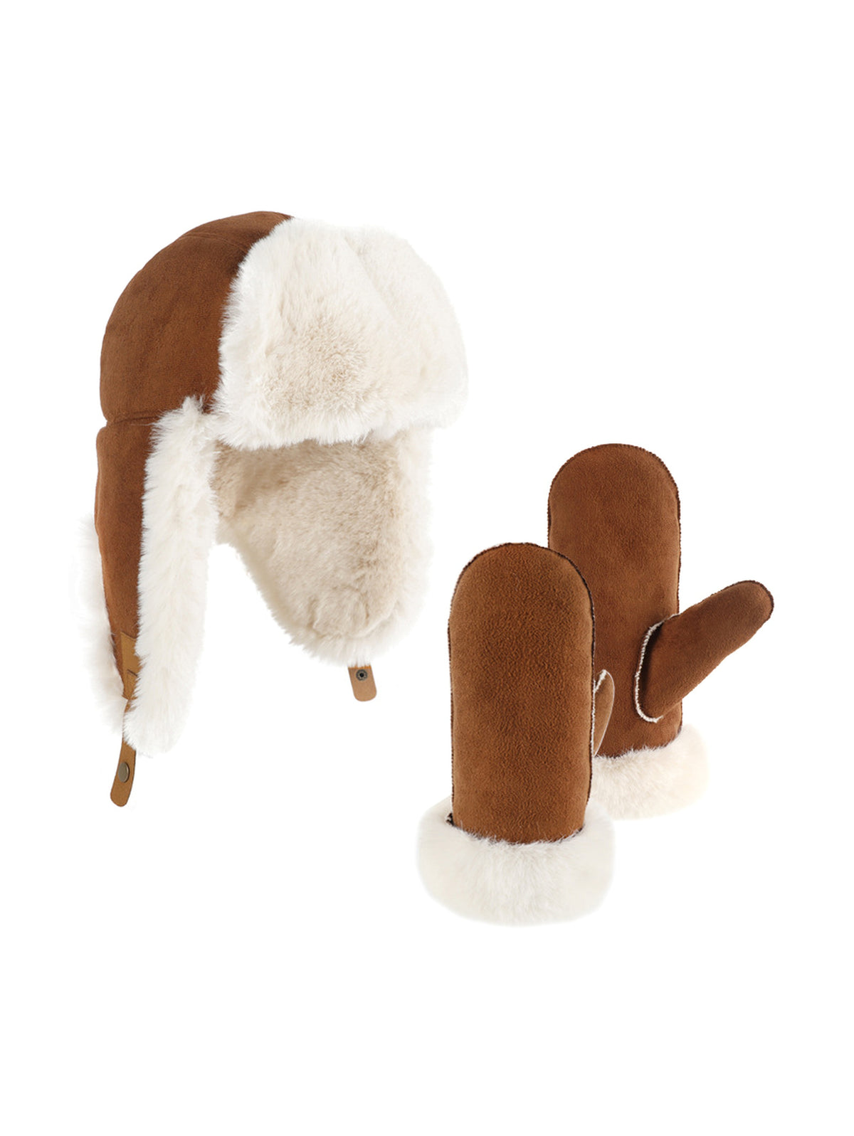 Trapper Hat & Mittens Set – Brown – full set | Capkov